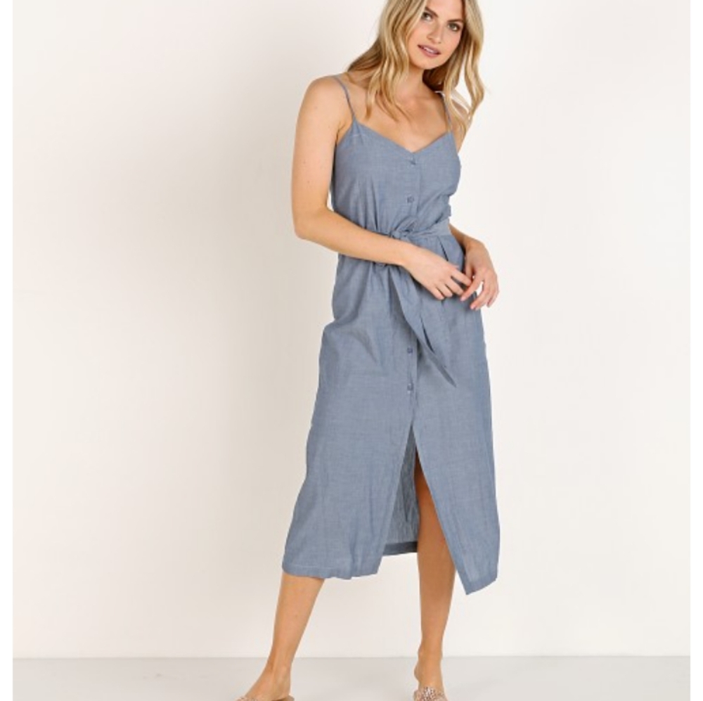 Lacausa Chambray Summer Midi Dress Size Small 👗